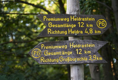 Wegweiser zum Premium-Wanderweg P6