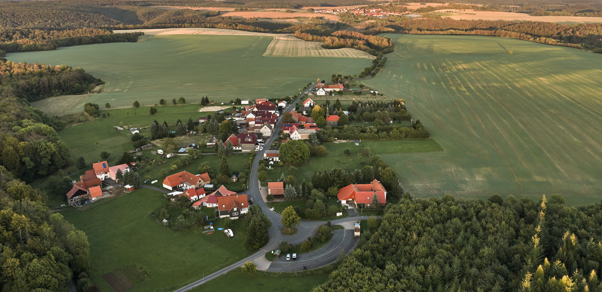 Blick auf Fürstenhagen im Eichsfeld aus der Vogelperspektive