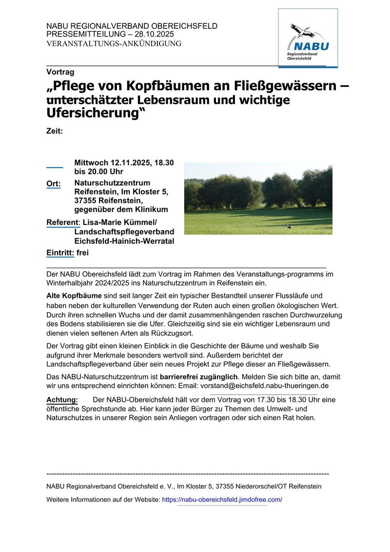 Kopfbäumen an Fließgewässern im Naturpark Eichsfeld-Hainich-Werratal