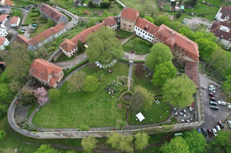 Die Burg Creuzburg von oben