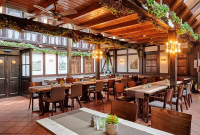 Auf dem Bild ist das Restaurant im Brauhaus zum Löwen zu sehen.