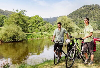 Radfahrer am Werratal-Radweg bei Frankenroda